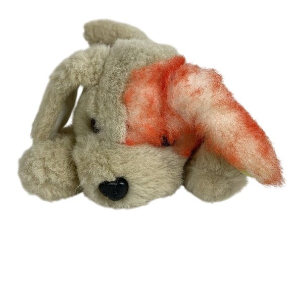Vintage Tan Orange Plush Puppy Dog Stuffed Animal Laying Down - Picture 1 of 11